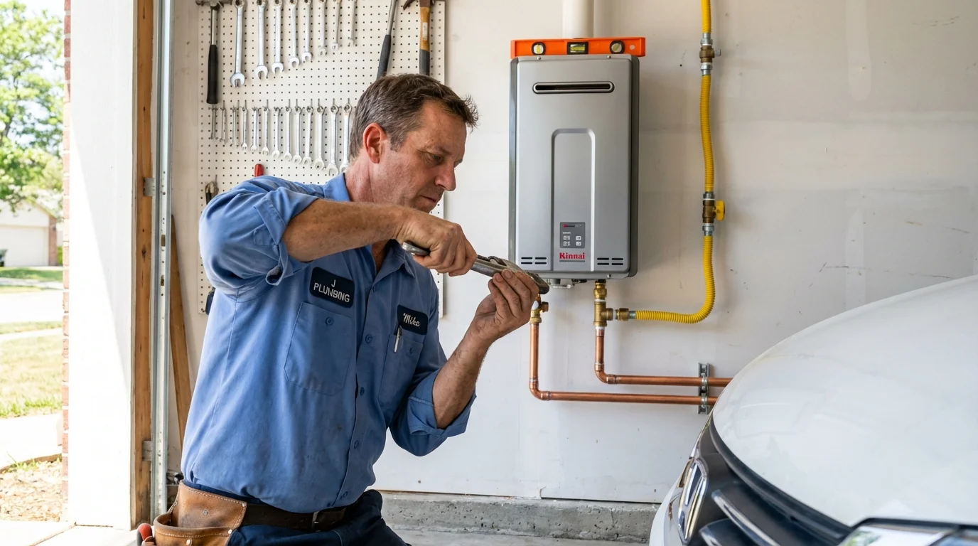 Tankless water heater installation by a Johns Plumbing LLC plumber in Belleville